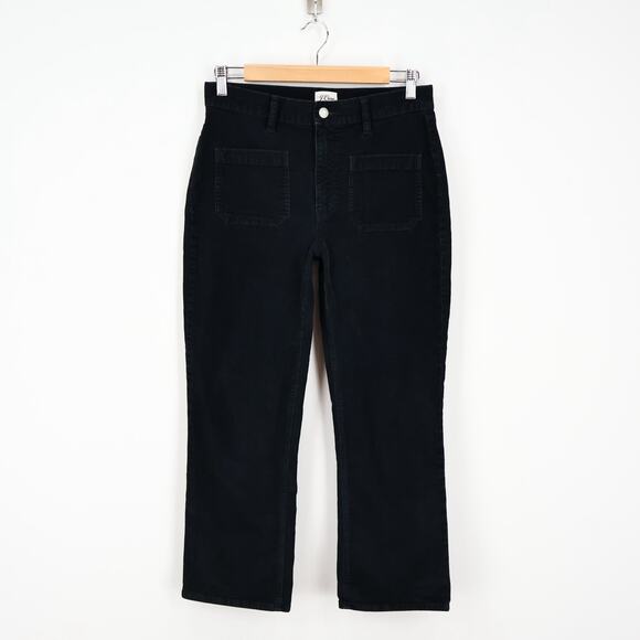 J.Crew Billie Demi Boot Crop Patch Pocket Corduroy Black Pant Size 28 - Picture 1 of 7